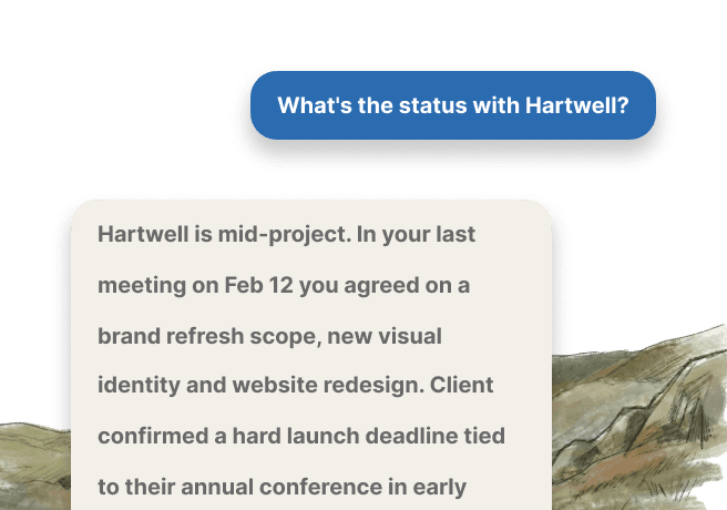 AI chat showing client history and context