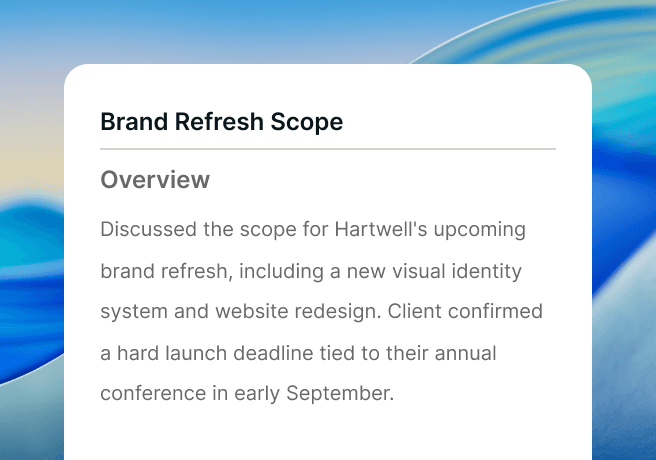 AI-generated meeting summary preview